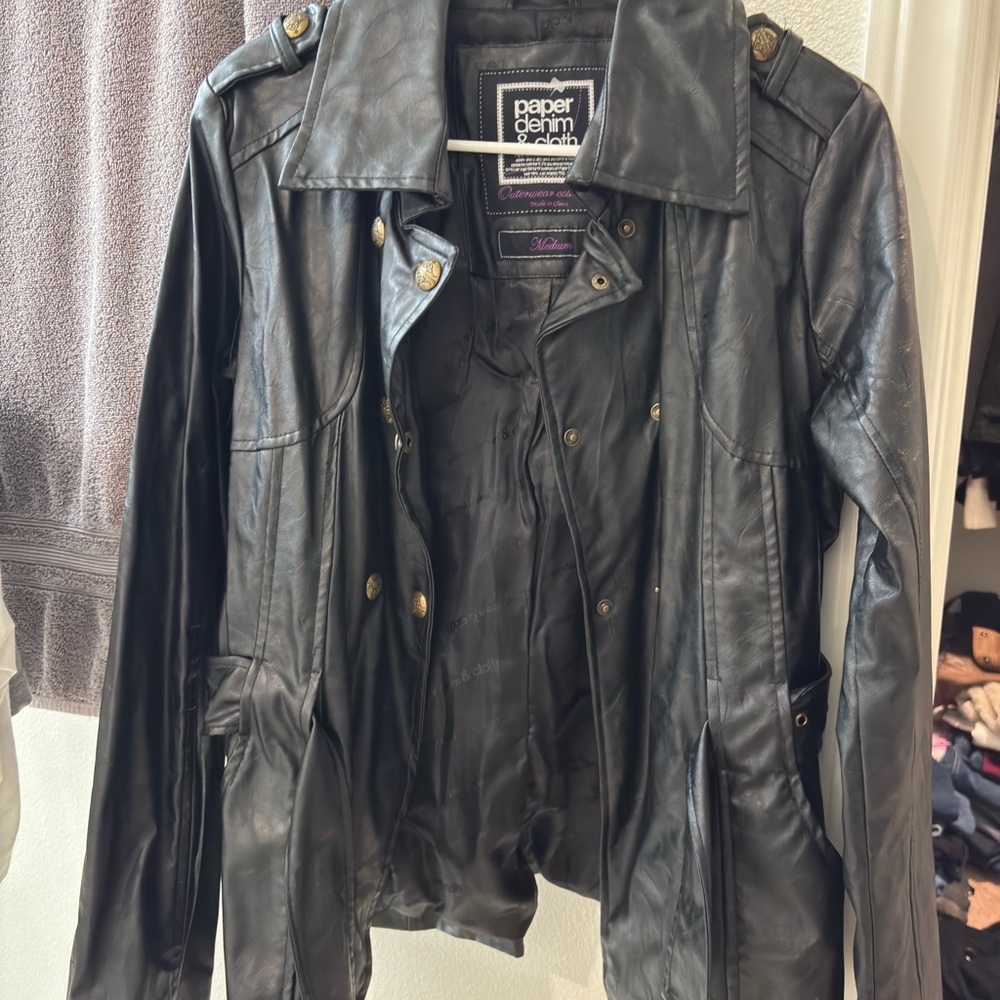 Brand new Paper Denim faux leather  Women's Black Leather Jacket - Picture 1 of 4